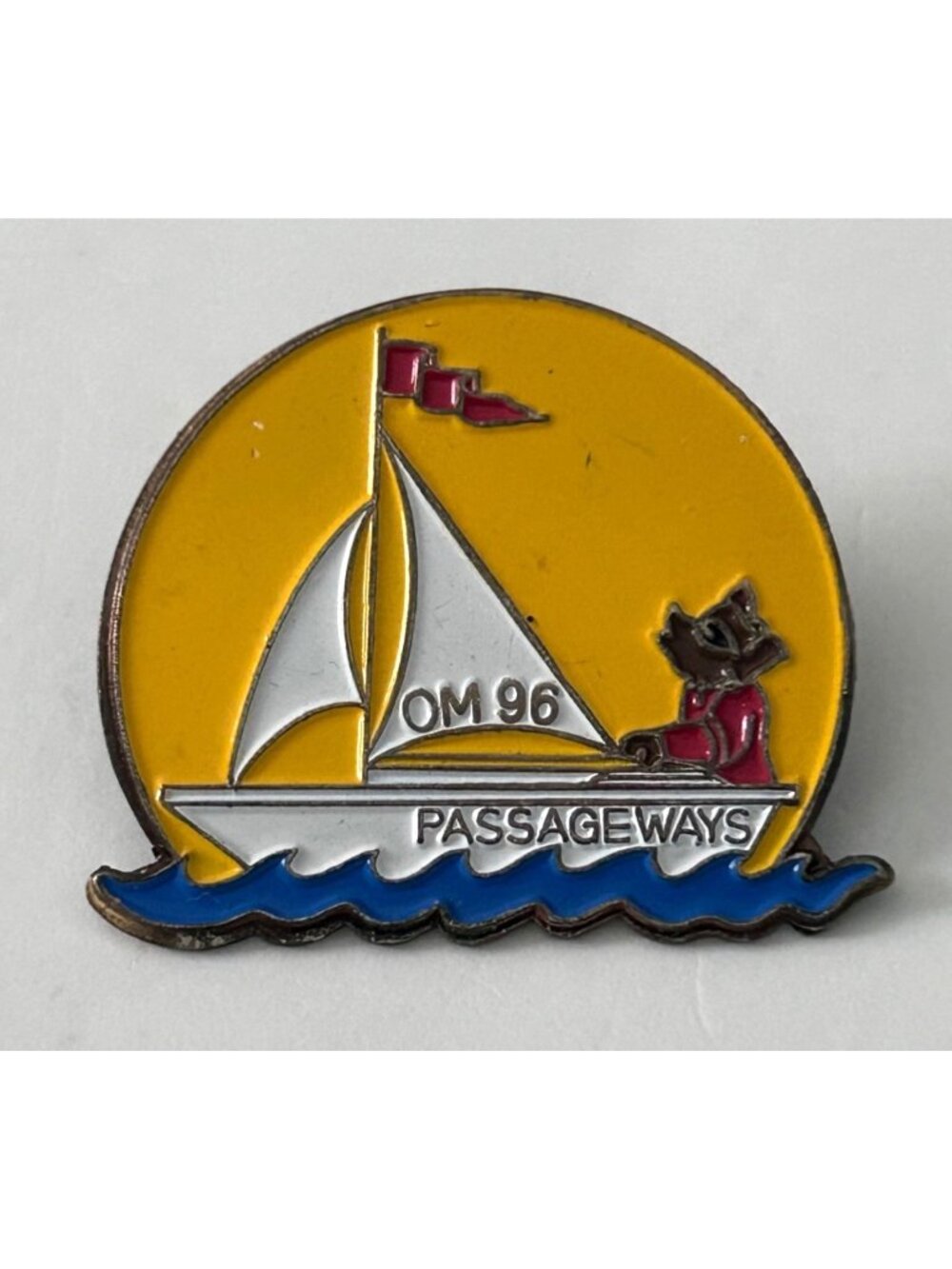 Vintage Odyssey of the Mind OM 1996 Omer Sailboat Lapel Pin